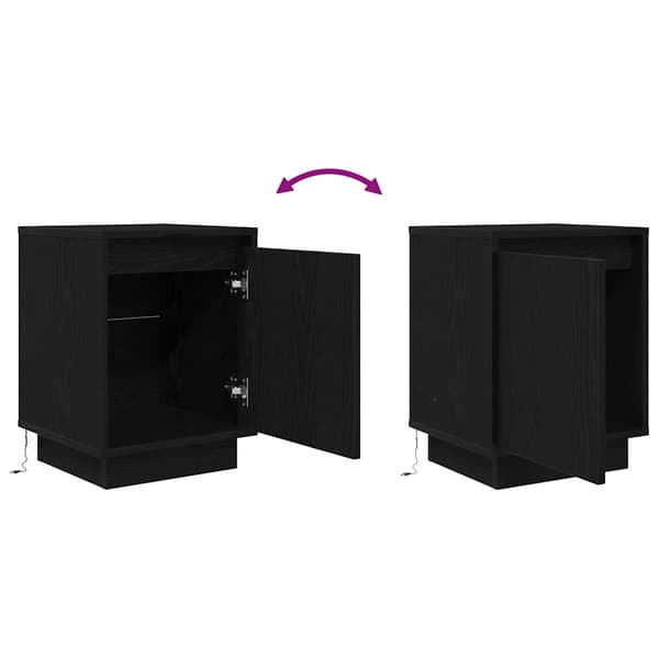 vidaXL Nattskap med LED-lys Sort 38x34x50 cm