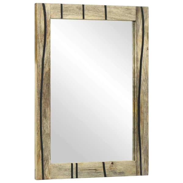 vidaXL Baderomsspeil Brun 70 x 50 x 2,5 cm Glass og solid mango tre