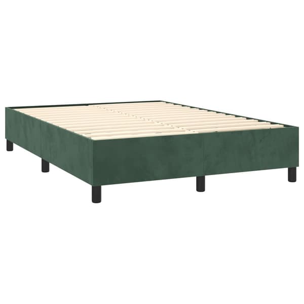 vidaXL Ramsäng med madrass & LED mörkgrön 140x190 cm sammet