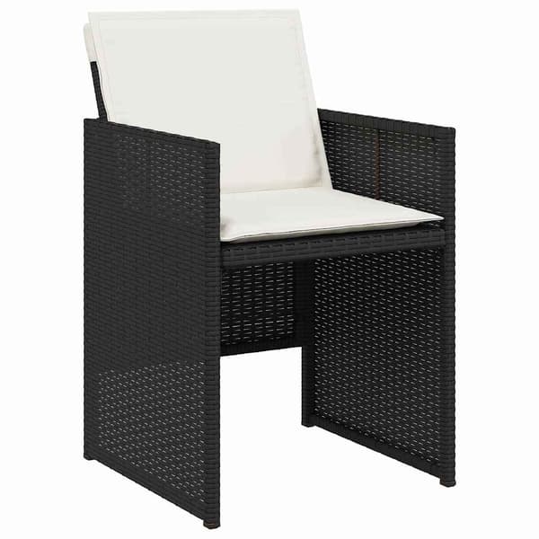 vidaXL Trädgårdsmöbelset med kudde 9 pcs Svart konstrotting