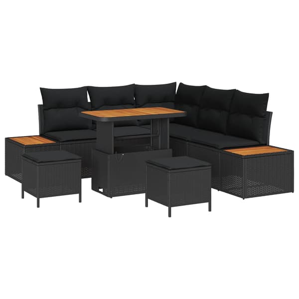 vidaXL Trädgårdsoffset 8 pcs Svart konstrotting