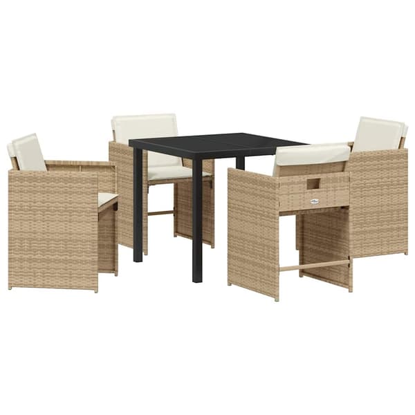 vidaXL Hage Spisegruppe 5 pcs Beige polyrotting