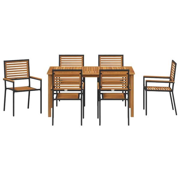 vidaXL Hage Spisegruppe 7 pcs Svart Solid akasietre
