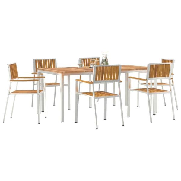 vidaXL Utendørs spisestue sett 7 pcs Brun Solid akasietre
