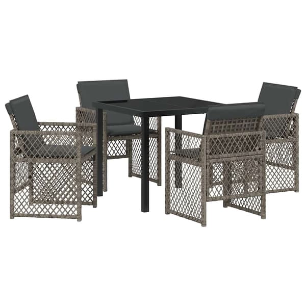 vidaXL Hage Spisegruppe 5 pcs Grå polyrotting
