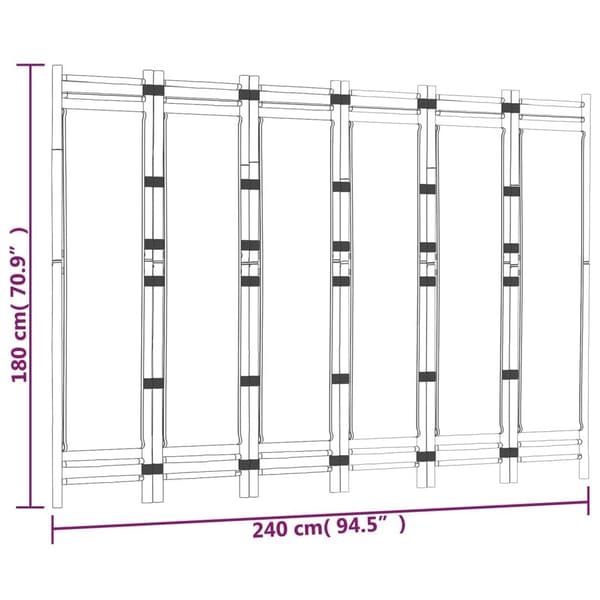 vidaXL Rumsavdelare 6 paneler hopfällbar 240 cm bambu och kanvas