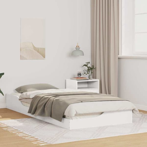 vidaXL Sängram Vit 100 x 210 cm Massiv furu
