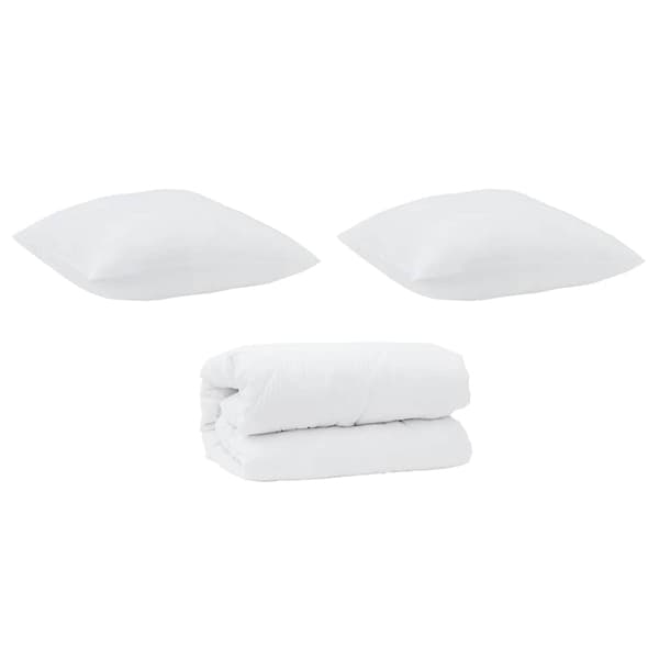 vidaXL Täckeset med kudde 3 pcs Vit Mikrofiber och Dunfjäder