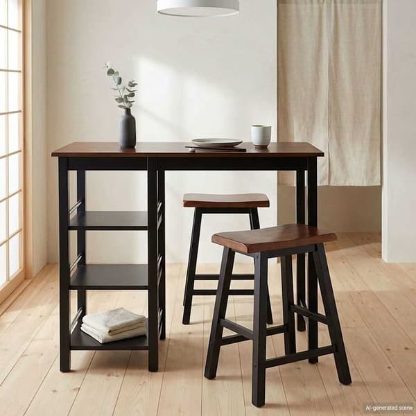vidaXL Barsett i 3 deler MDF svart