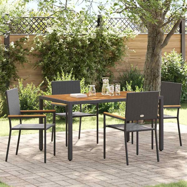 vidaXL Hage stabelstoler 4 pcs Svart og Brun