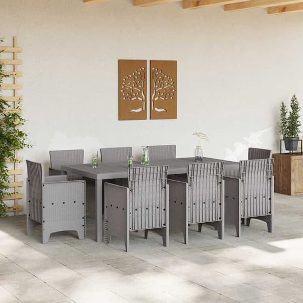vidaXL Trädgårdsmöbelset 9 pcs Ljusgrå Polypropylen