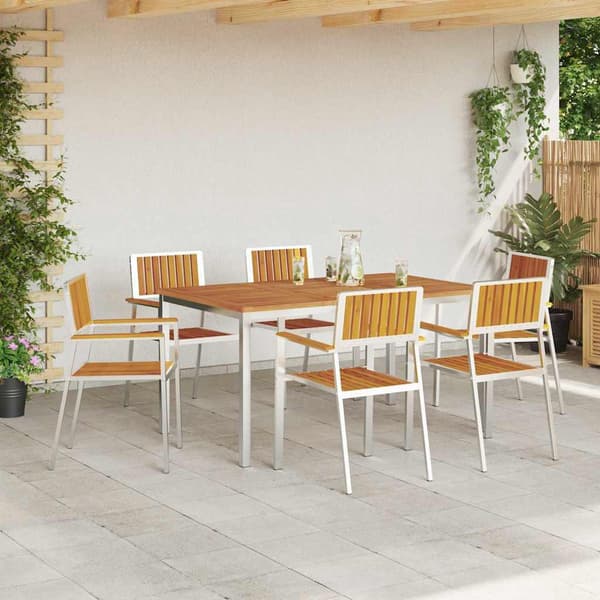 vidaXL Utendørs spisestue sett 7 pcs Brun Solid akasietre