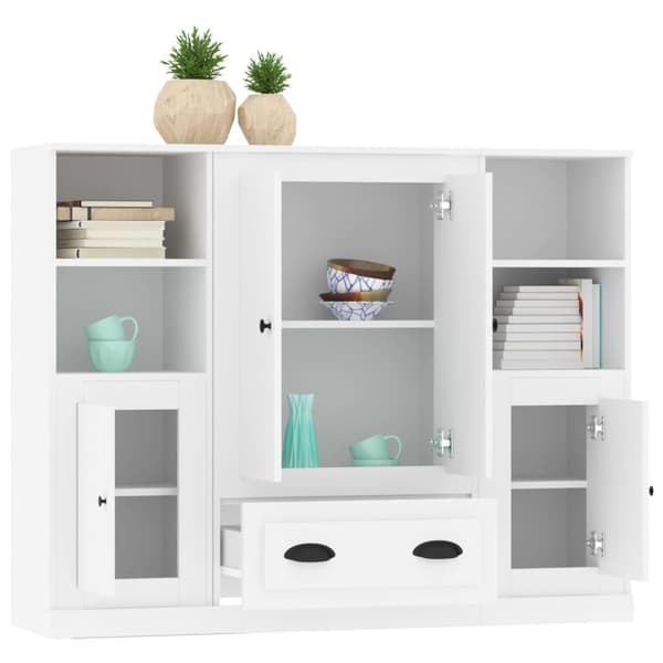 vidaXL Highboards 3 stk hvit konstruert tre