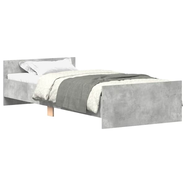 vidaXL Sängram betonggrå 75x190 cm konstruerat trä