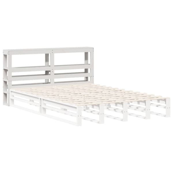vidaXL Hodegavl med hyller hvit 120 cm heltre furu
