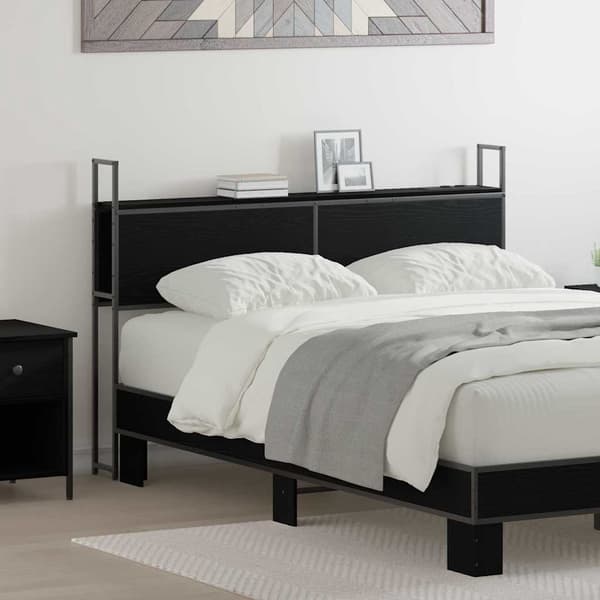 vidaXL Oppbevaringshodegjerde med Ladeplass Svart eik 123 x 15 x 98 cm