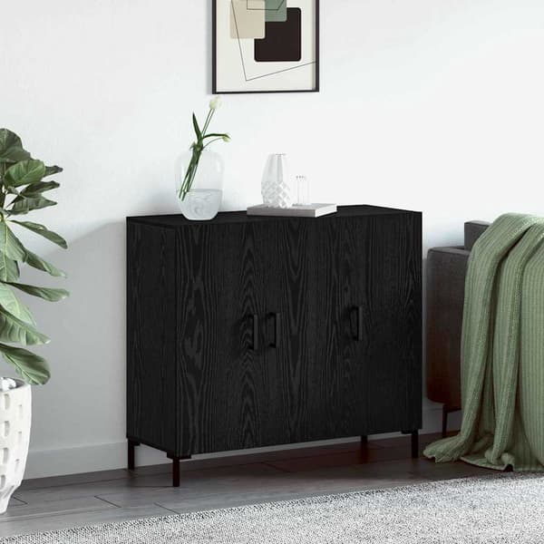 vidaXL Serviesskap Svart Eik 90 x 34 x 80 cm Konstruert tre