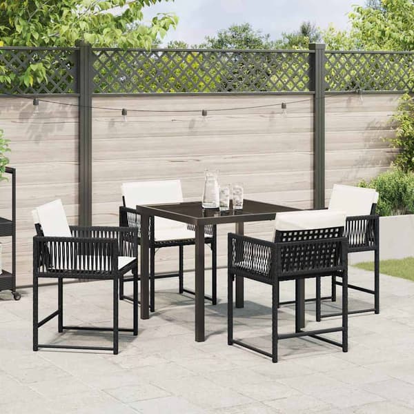 vidaXL Hage Spisegruppe 5 pcs Svart polyrotting