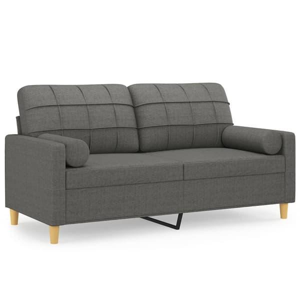 vidaXL 2-sits soffa med prydnadskuddar mörkgrå 140 cm tyg