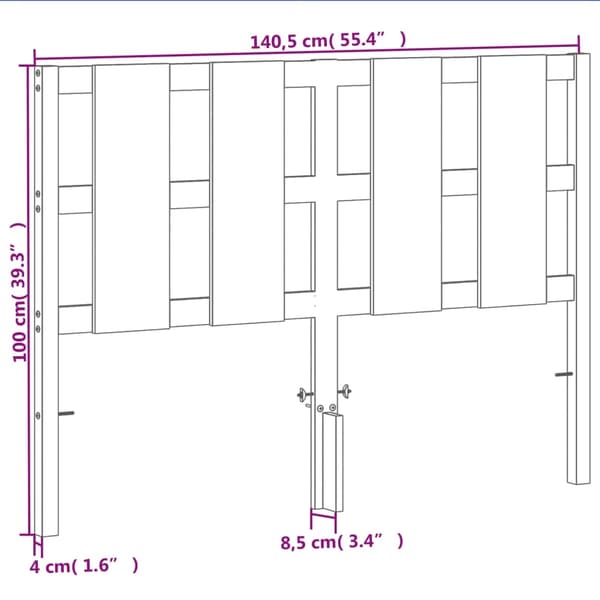 vidaXL Hodegavl voksbrun 135 cm heltre furu