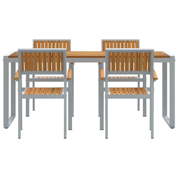 vidaXL Hage Spisegruppe 5 pcs Grå Solid akasietre