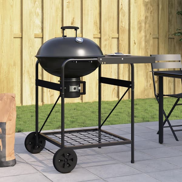 vidaXL Svart Stål Standard Bärbar Utomhusgrill Rektangulär Modern