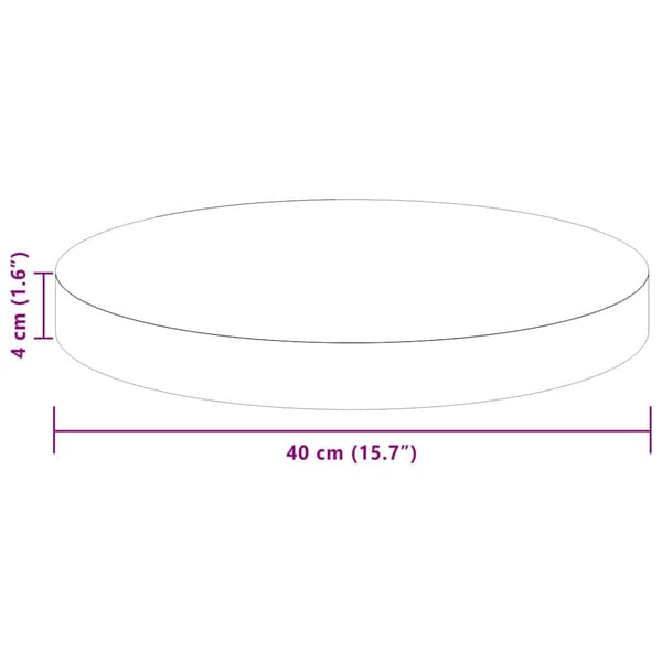 vidaXL Bordplate Lysebrun Ø 40 x 4 cm Solid eik