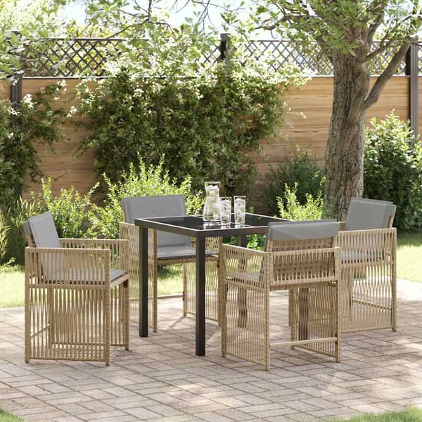 vidaXL Trädgårdsmöbelset 5 pcs Beige konstrotting