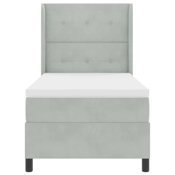 vidaXL Bäddfjäder med madrass Ljusgrå 100 x 200 cm Sammet