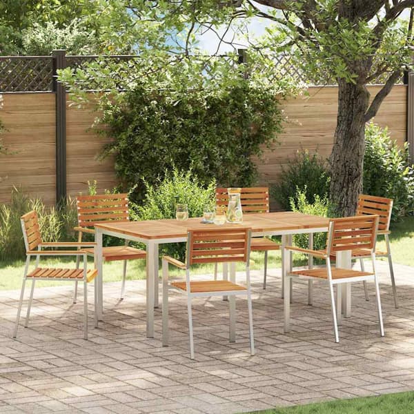 vidaXL Hage Spisegruppe 7 pcs Brun Solid akasietre
