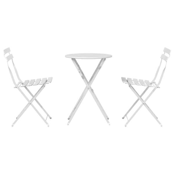 vidaXL Sammenleggbart Bistrosett 3 pcs Hvit Stål