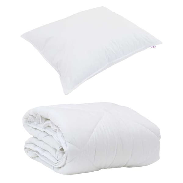 vidaXL Duntäcke med kudde med kudde 2 pcs Vit Mikrofiber