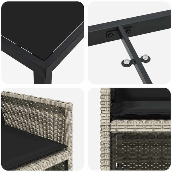vidaXL Hage Spisegruppe 9 pcs Lysegrå polyrotting