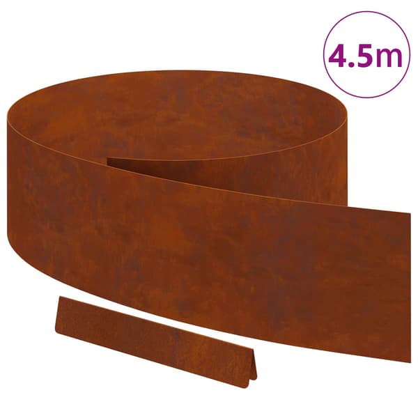 vidaXL Gjerdekant Rusten 450 x 0.05 x 15 cm Cortenstål