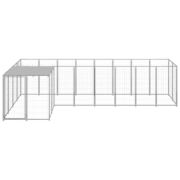vidaXL Hundegård sølv 6,05 m² stål
