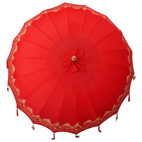 vidaXL Balinesisk Parasol Rød (210-220) x 260 cm Bomull og solid tre