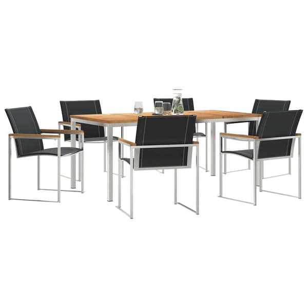 vidaXL Hage Spisegruppe 7 pcs Brun Solid akasietre