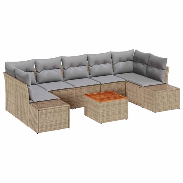 vidaXL Trädgårdsoffset 8 pcs Beige och Ljusgrå konstrotting