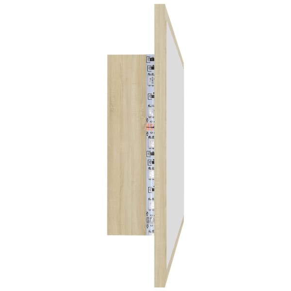 vidaXL LED-badespeil sonoma eik 80x8,5x37 cm akryl