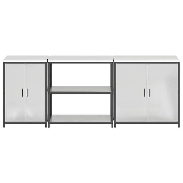 vidaXL Köksförvaringsset med hylla 3 pcs Silver Galvaniserat Stål