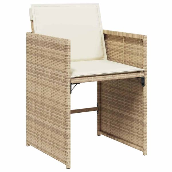 vidaXL Trädgårdsmöbelset med kudde 9 pcs Beige konstrotting