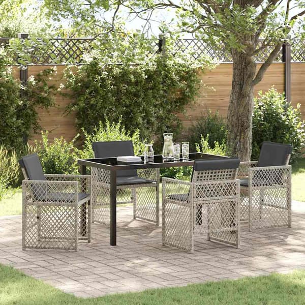 vidaXL Hage Spisegruppe 5 pcs Lysegrå polyrotting