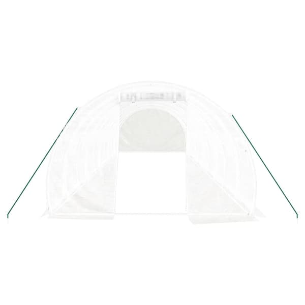 vidaXL Växthus med stålram vit 30 m² 10x3x2 m