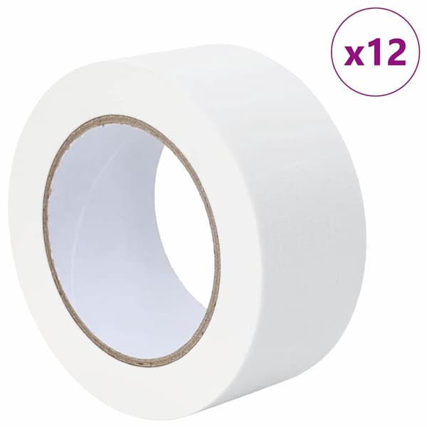 vidaXL Målare Maskeringstejp 12 st Vit 50mm x 50m Papper