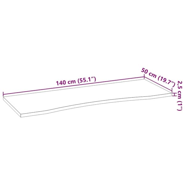 vidaXL Bordplate lysebrun 140x50x2,5 cm rektangulær heltre eik