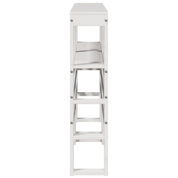 vidaXL Hodegavl med hyller hvit 140 cm heltre furu