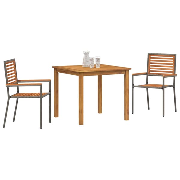 vidaXL Hage Spisegruppe 3 pcs Grå Solid akasietre