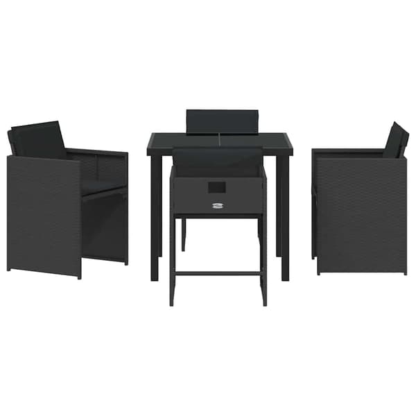 vidaXL Hage Spisegruppe 5 pcs Svart polyrotting