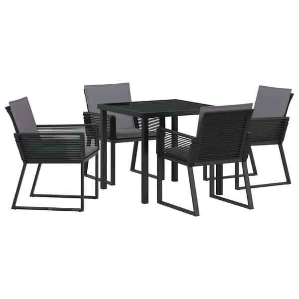 vidaXL Trädgårdsmöbelset 5 pcs Svart Pulverlackerat stål