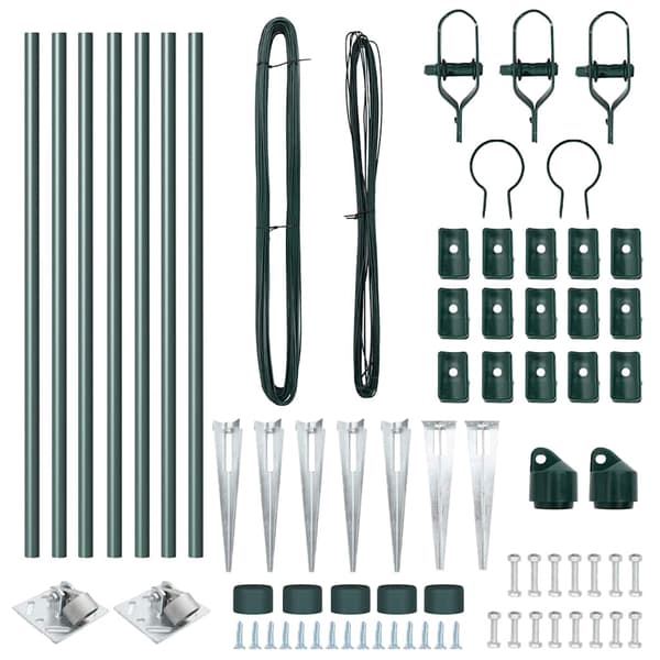vidaXL Stängselstolpe 7 pcs Grön Stål